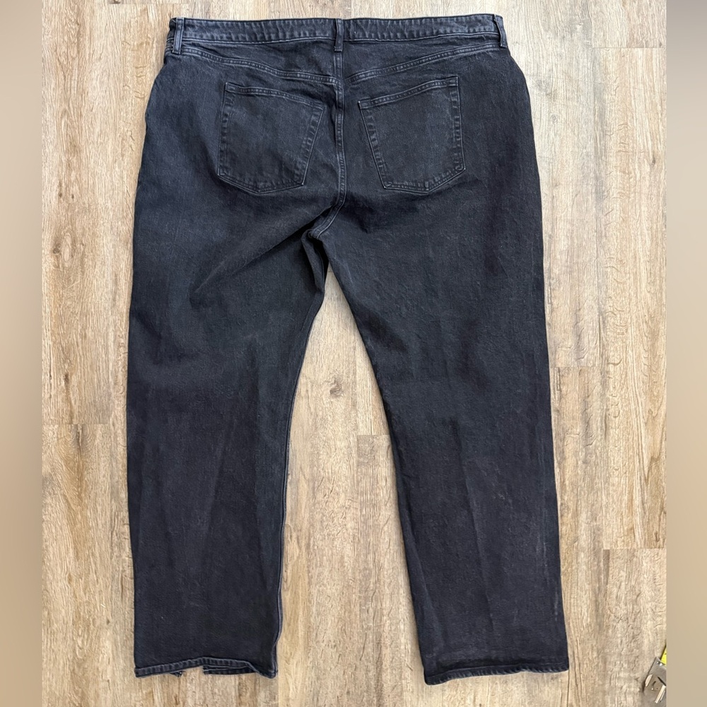 Abercrombie & Fitch Black High-Rise Straight Jeans with Front Slits Long Inseam - Picture 11 of 12